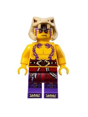 Lego Ninjago - Krait - Yellow and Purple Tattooed Minifigure with Wolf Hood